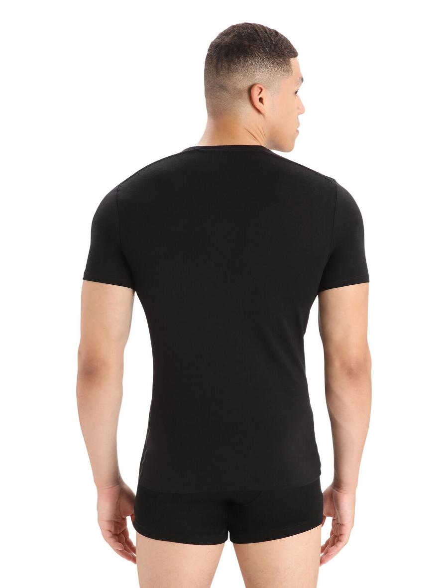 Black Icebreaker Merino Anatomica Short Sleeve Crewe T-Shirt Men's Underwear | AU 1303DFMN